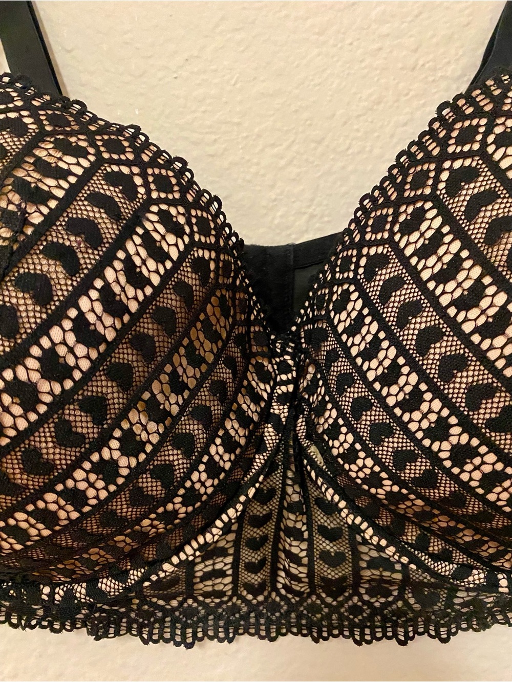 Adore Me Black Lace Longline Nymphadora Balconette Bra - Size 46DD - EUC! - Picture 5 of 7